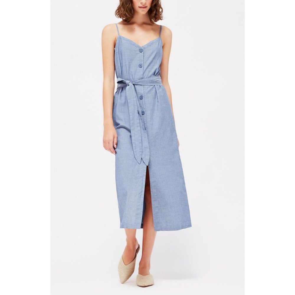 LACAUSA Bluebell Midi Chambray Dress